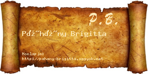 Páhány Brigitta névjegykártya